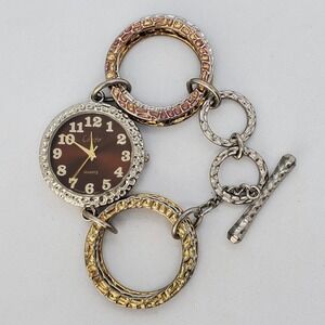 Collezio Women's Watch 38MM Gray Case Brown Dial 6.5" Wrist New Battery